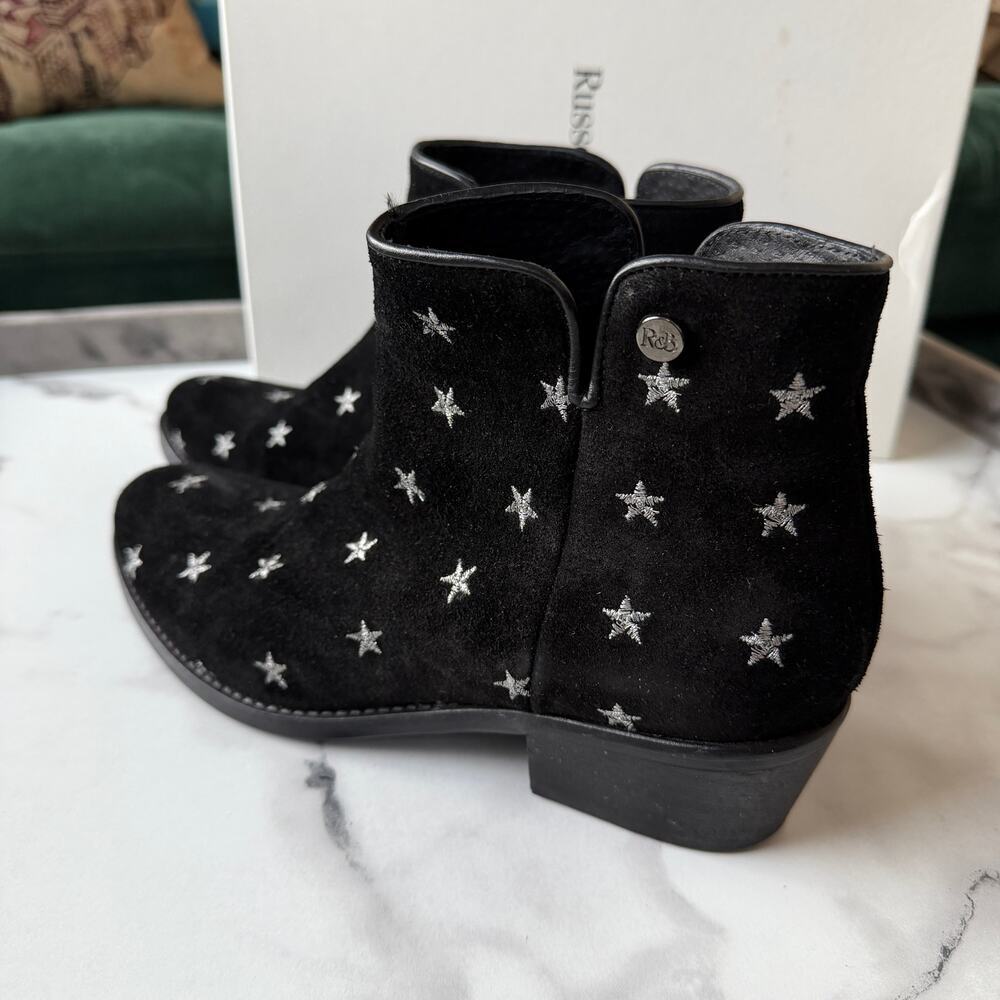 Russell & Bromley Stardom Embroidered Black Suede Western Ankle Boots - Picture 6 of 9